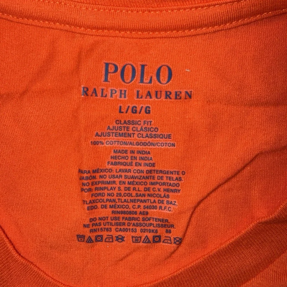Polo Ralph Lauren T-Shirt Mens L Orange Green Pony Classic Fit Cotton Crew Neck